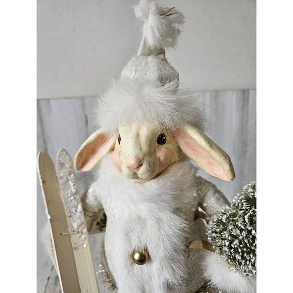Bethany Lowe bunny skier skiing large tree Xmas decor - Picture 2 of 8